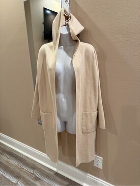 Source Unknown Cream Hooded Longline Coat